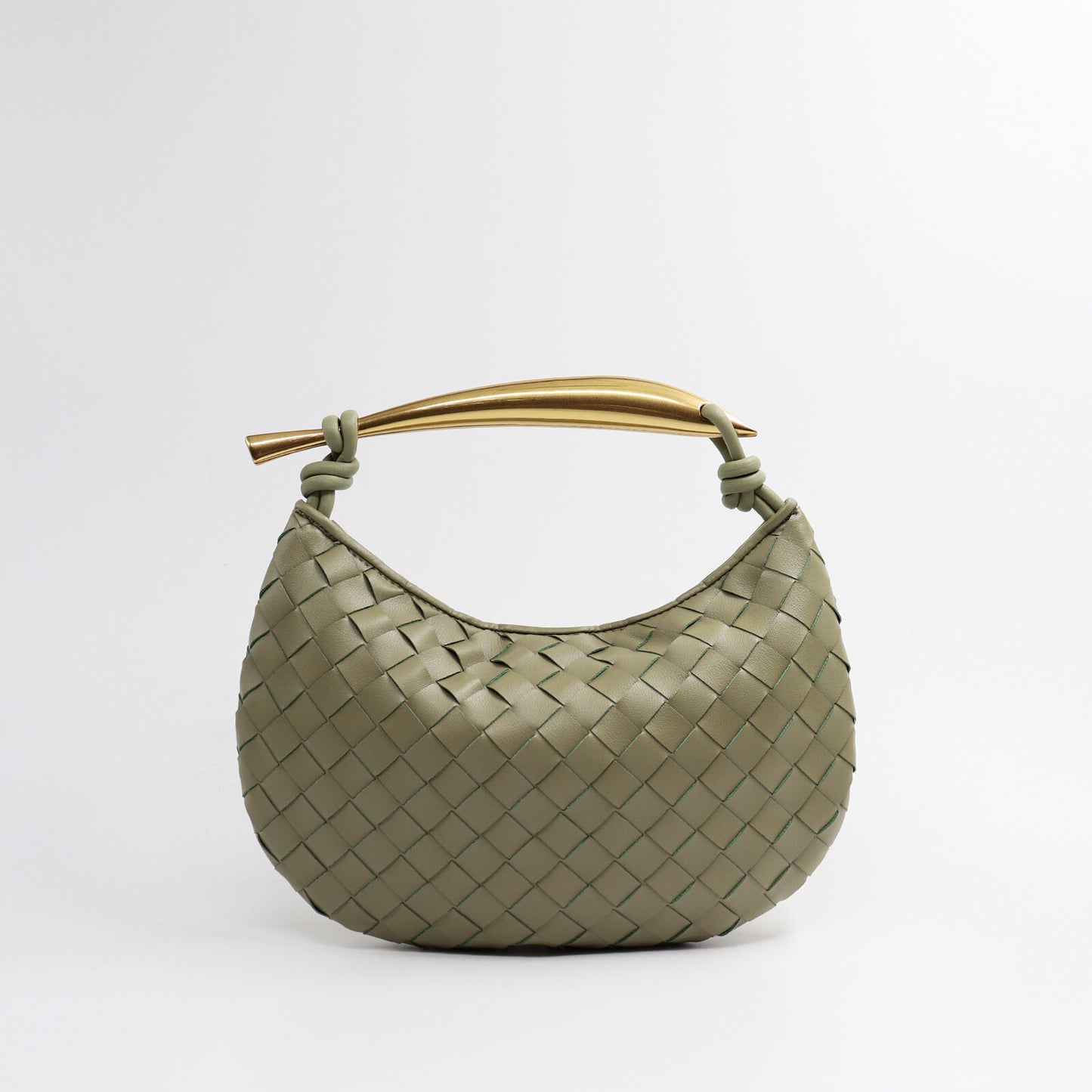 Woven Microfiber Leather Top Metal Handle Clutch Handbag Purse Tote Fashion Bag