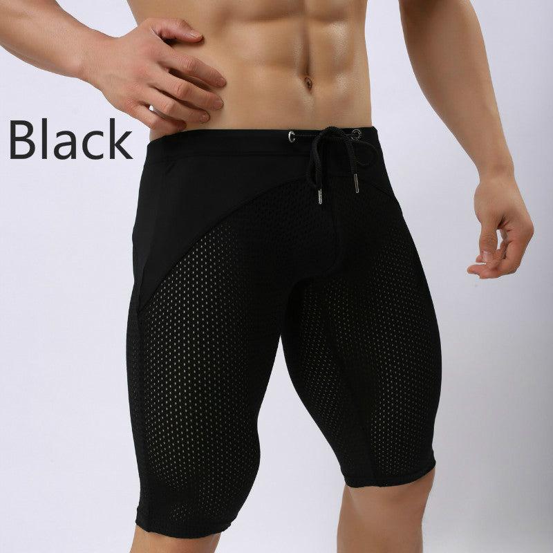 Men Swim Jammers Quick Dry Swimming Shorts Drawstring Swimwear Trunks Plain