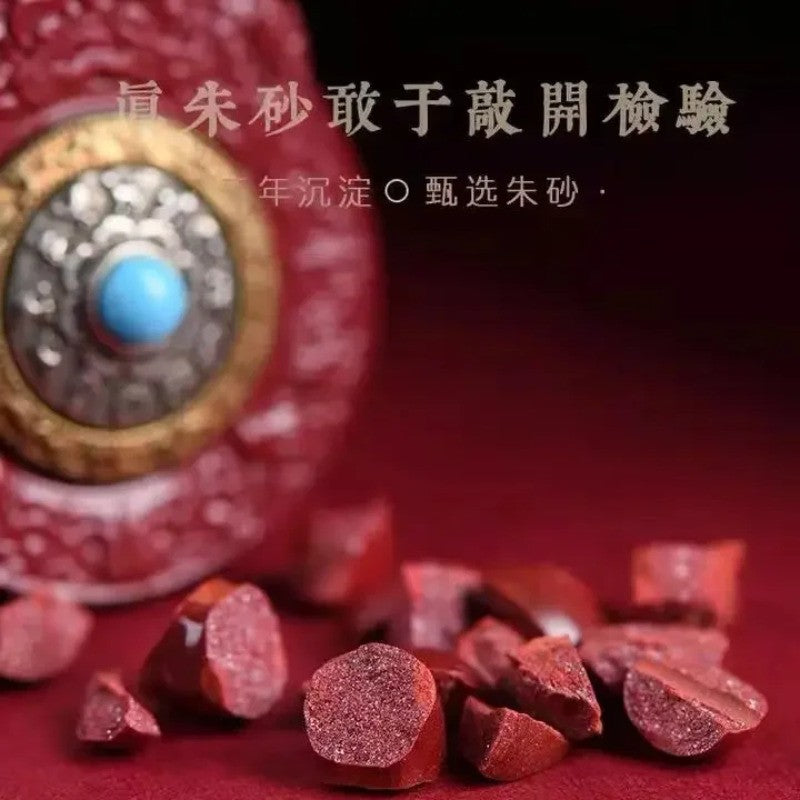 Rotating Cinnabar Bagua Pingan Buckle Pendant Amulet Necklace