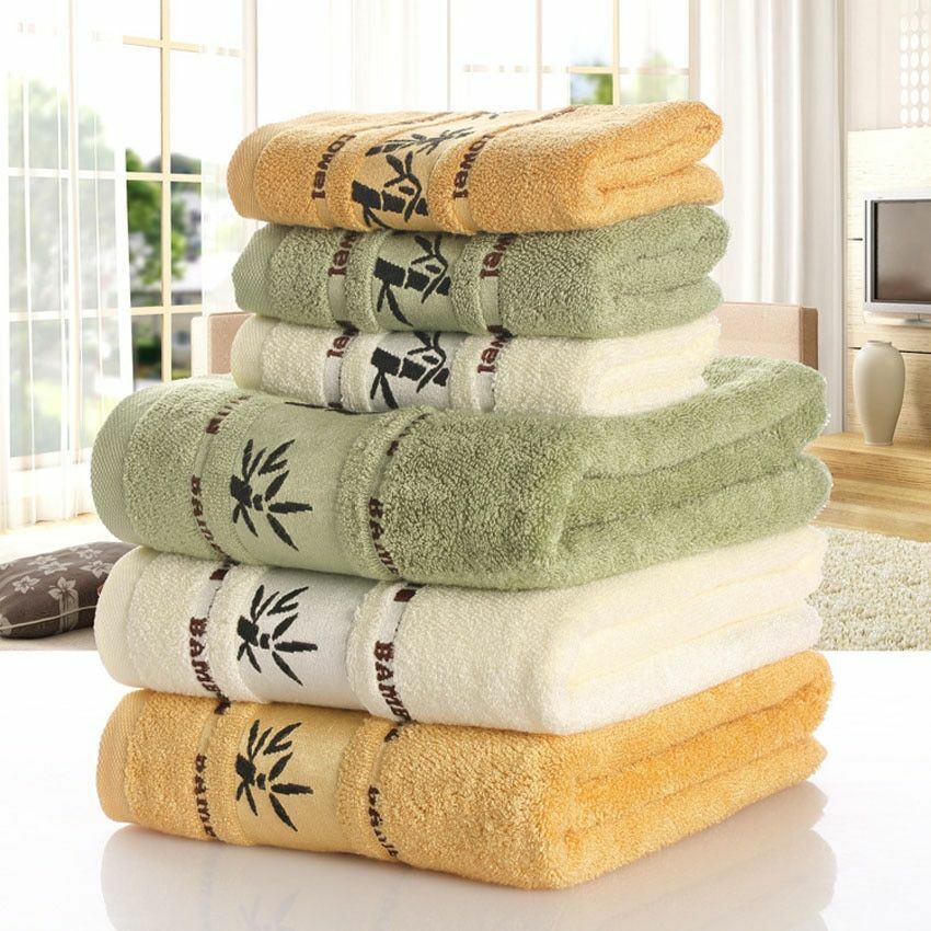 Towels Sets Bamboo Fiber Homes Bath Adults Face Thick Absorbent Luxury Bathroom