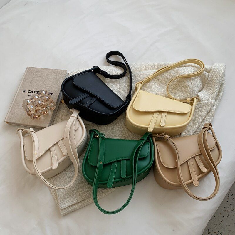Mini Leather Flap Crossbody Bag Spring Handbag Solid Color Shoulder Bags Purses