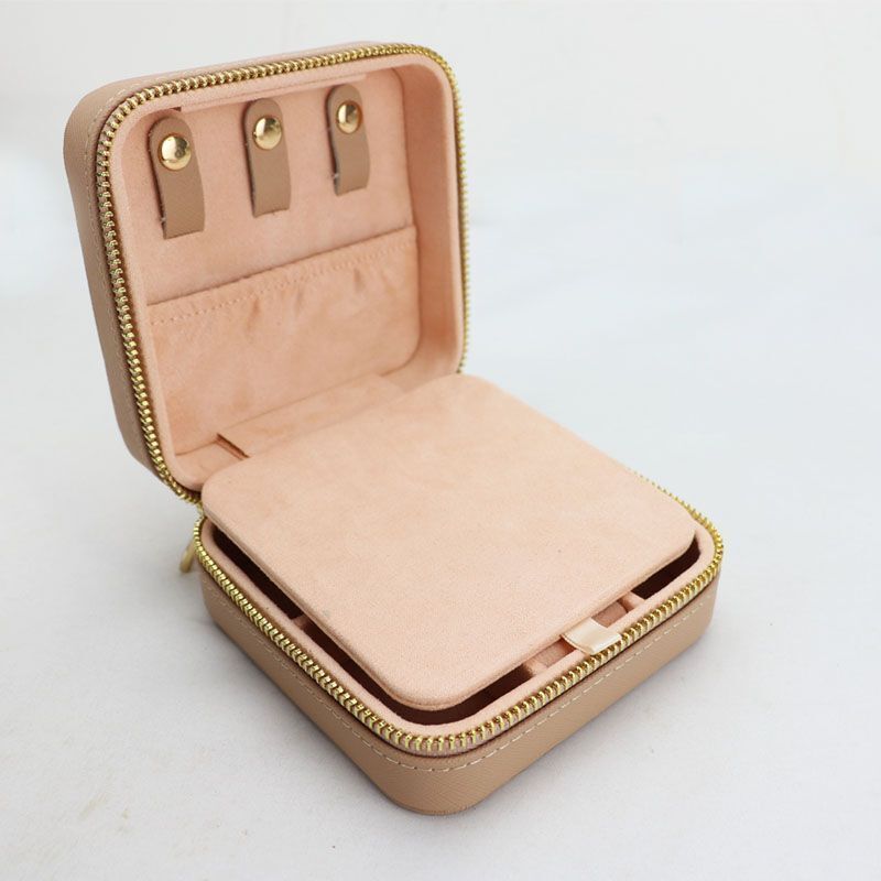 Customized Genuine Leather Earrings Ring Case Jewelry Storage Box 11.5*11.5*6 CM