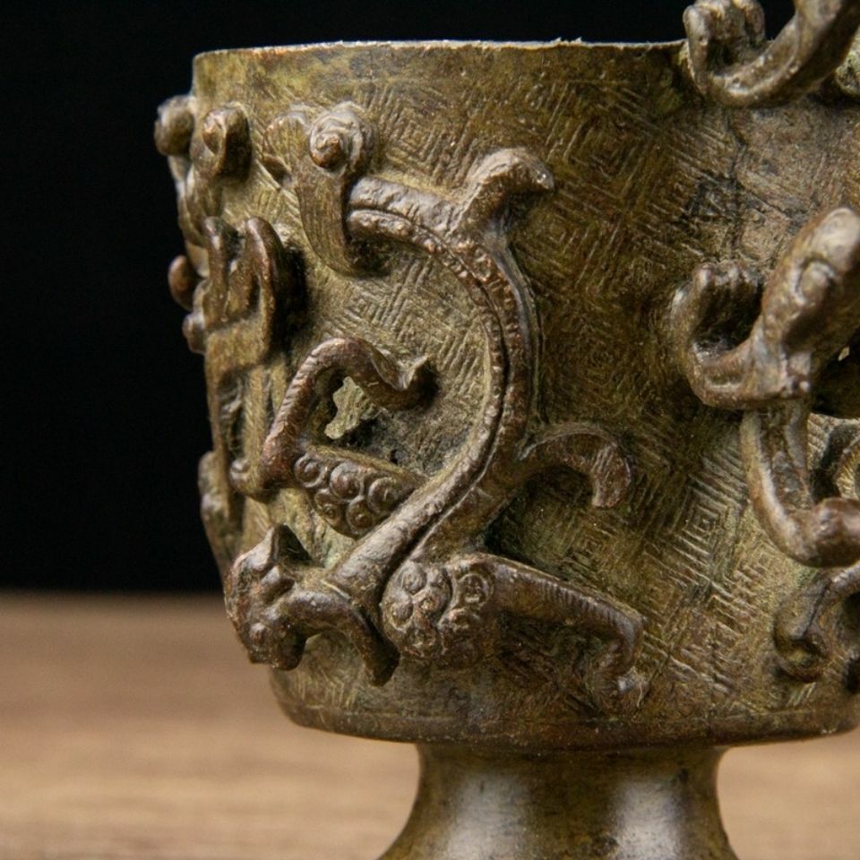 Chinese copper brave troops auspicious beast cup copper dragon totem decoration -