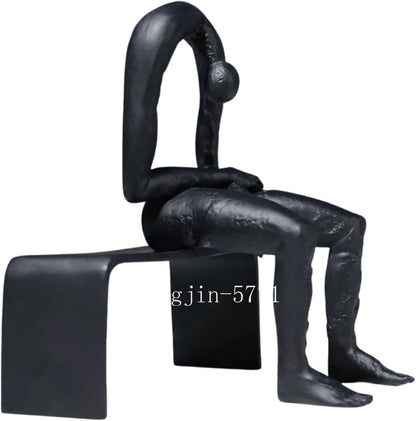 Resin Abstract Sitting Man Sculpture Melancholy Home Office Decor Gift 10.6''