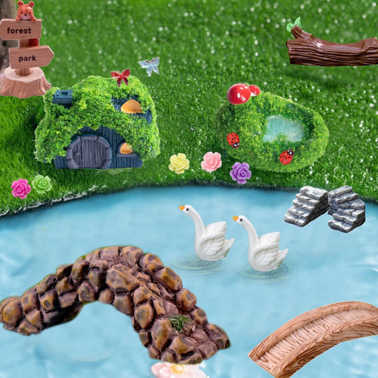 45 Pcs Resin Mini Garden Accessories - Miniature Landscape Decorations with Mini