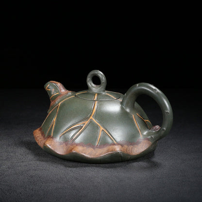 Chinese Yixing Zisha Clay Handmade Exquisite Teapot （荷叶 底款：蒋蓉）