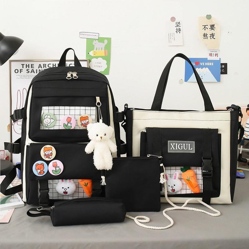 Women Backpack Student Girl School Bag Multi-piece set Backpack School Bags