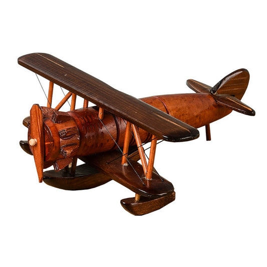 Wooden Vintage Plane model Decor Creative Desktop Retro Aircraft Decoration R