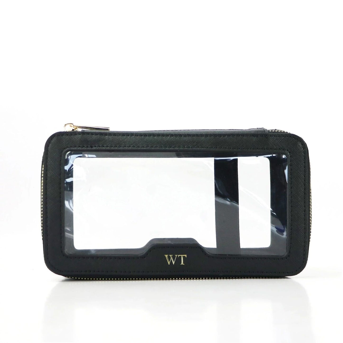 Leather Travel Cosmetic Bag Waterproof Makeup Storage Bag Clear 21.5*8*11.5 CM