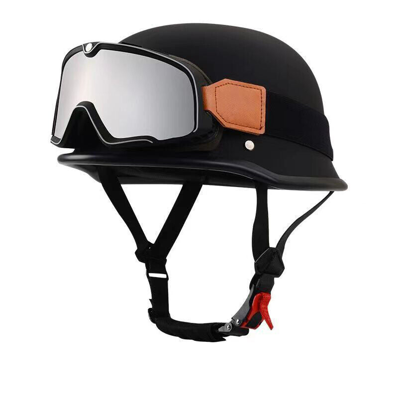 Men Women German Motorcycle Half Helmet Vintage Motorcycle Helmet with Goggles