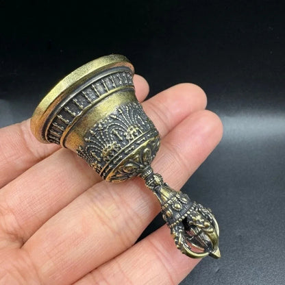 China Tibetan Antique Copper Statue Demon Subduing Golden Bell Vajra Pestle
