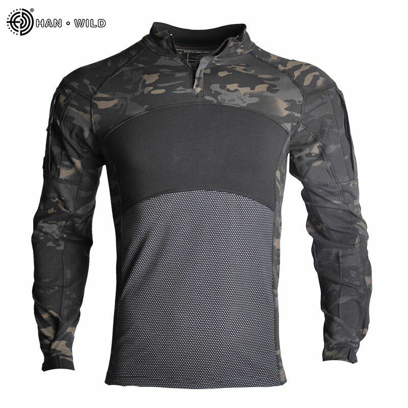 T-Shirt AND Pants Set Camouflage Suit Hiking Trousers Non Slip Silicone Elbow XL
