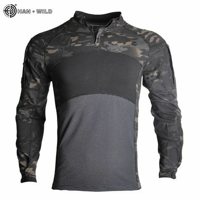 T-Shirt AND Pants Set Camouflage Suit Hiking Trousers Non Slip Silicone Elbow XL