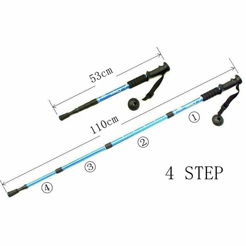 Outdoor Hiking Walking Sticks Telescopic Trekking Climbing Poles Cane Rubber Tip