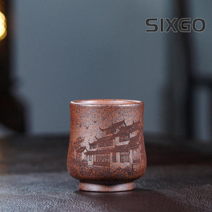 200ml Yixing Zisha Landscape Porcelain Tea Bowl Tea-tasting Cup Master Cup
