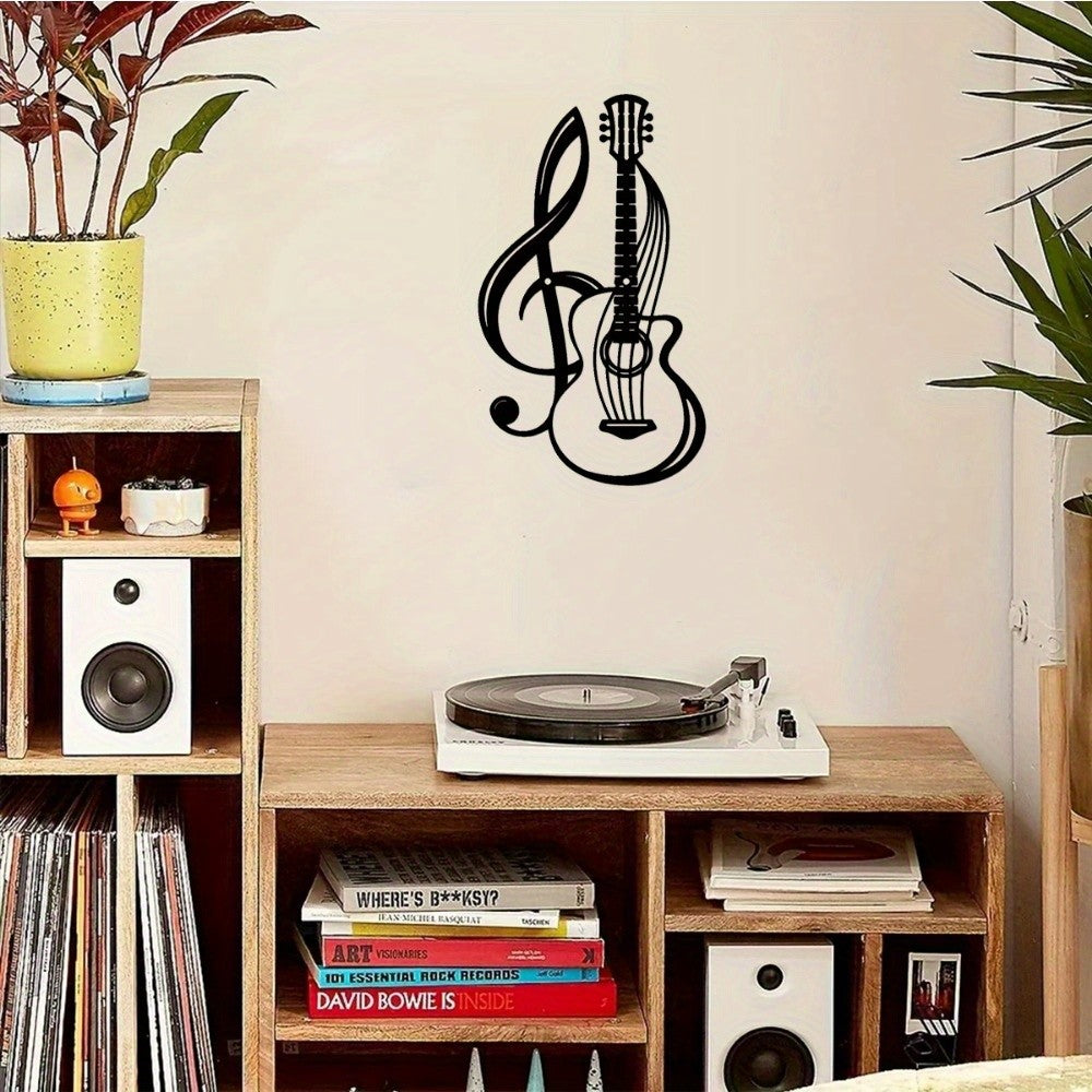 CIFbuy Black Metal Guitar Wall Art Iron Sculpture Home Decor Music Gift