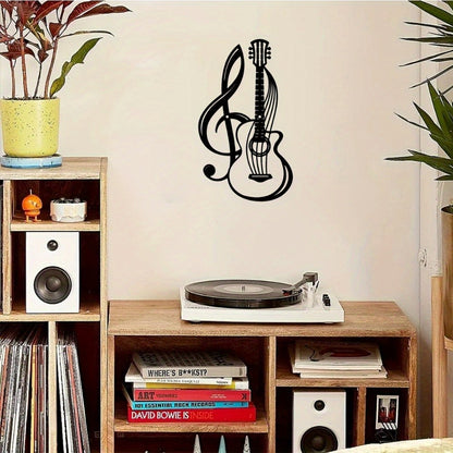 CIFbuy Black Metal Guitar Wall Art Iron Sculpture Home Decor Music Gift