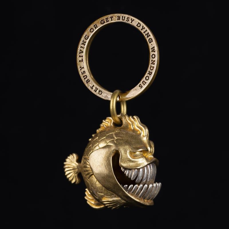 Original Piranha Bell Pendant Fun Metal Keychain Bag Charm Keyring Decor