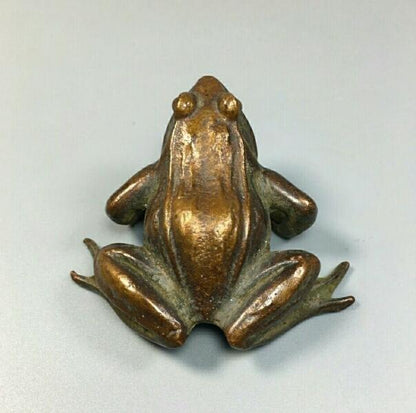 Chinese Collection Solid Copper Frog Ornaments Tea Pet Craft Collection