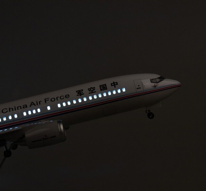 47CM China Air Force BOEING 737 Airplane Led Sound-controlled Light Resin Model