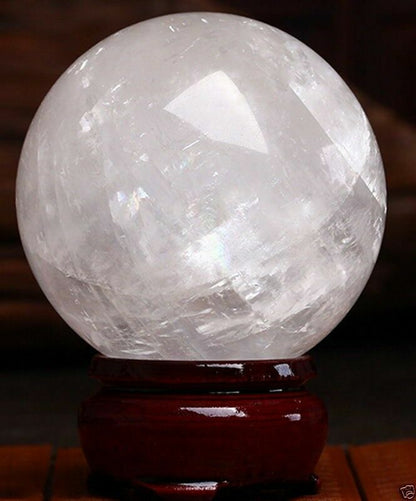 60MM Natural White Calcite Quartz Crystal Sphere Ball Healing Gemstone