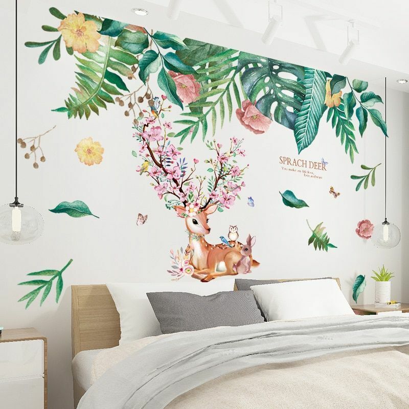 Wall Stickers Cartoon Girl Moon DIY Mural Decals Rooms Bedroom House Decoration