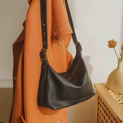Retro Style Handbag Purse Thick Genuine Leather Crossbody Shoulder Bag Zipper