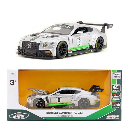 1:32 Diecast Bentley GT3 Racing Car Metal Car Model Toy Pull Back Sound Light