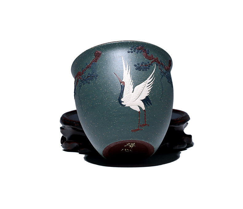 Handmade Tea Cup Handpainted Master Cup Big 220ml Personal Cup Real Zisha Crane