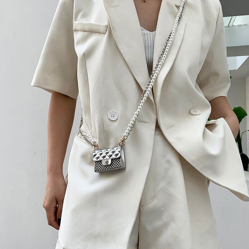 Women fashion Purse Pearl Straps Crossbody bag Mini Fashion Chain Shoulder Purse