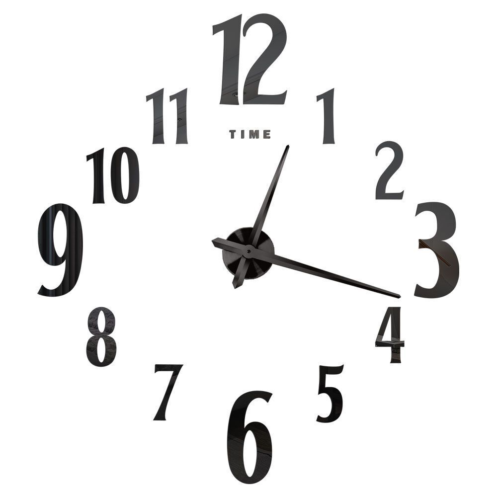 DIY Wall Clocks Acrylic Mirror Large 3D Frameless Home Living Room Decor 37-47In