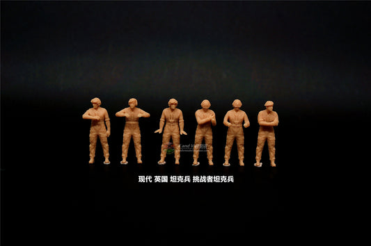 Homemade 1/72 Modern British Tank Trooper Challenger 6-Pack Unpainted Model