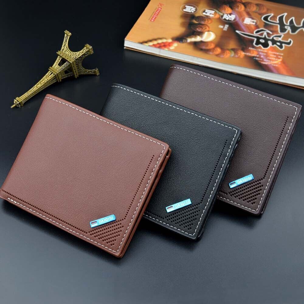 Men's Leather Bifold ID Card Holder Purse Wallet Billfold Handbag Slim Clutch