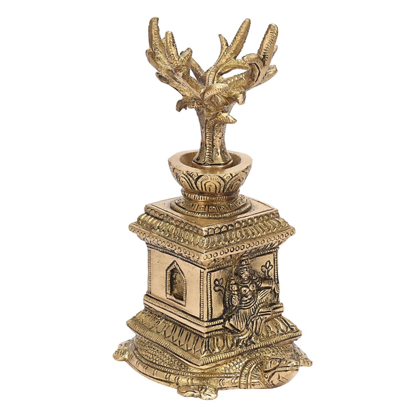 Brass Goddess Tulsi (Thulasi) Saligram Plant on Tortoise for Home Temple Idol