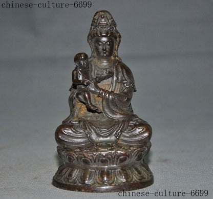 Old Chinese Buddhism bronze Kwan-Yin Guanyin Bodhisattva goddess Buddha statue