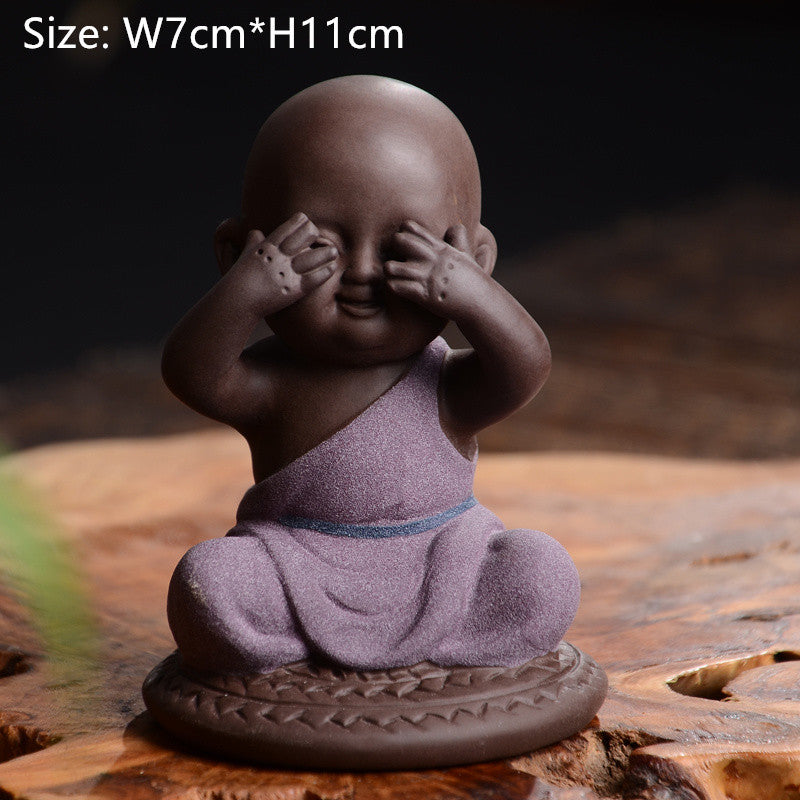 Chinese Handmade Tea Pet Statue Historical Figurine Monk Tea Play Yixing Zisha