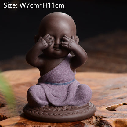 Chinese Handmade Tea Pet Statue Historical Figurine Monk Tea Play Yixing Zisha