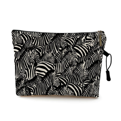 Water Resistant Makeup Bag Zebra Stripe Brown Pink Leopard Print Cosmetic Purse