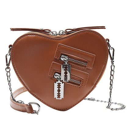 Gothic Heart Shape Crossbody Chain Bag Shoulder Purse Handbag Wallet Polyester
