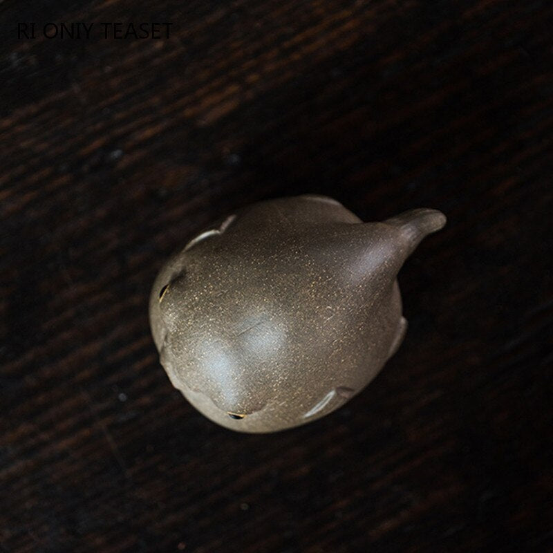 2.83" Creativity Yixing Purple Clay Tea Pet Pufferfish Statue Ornaments Handmade