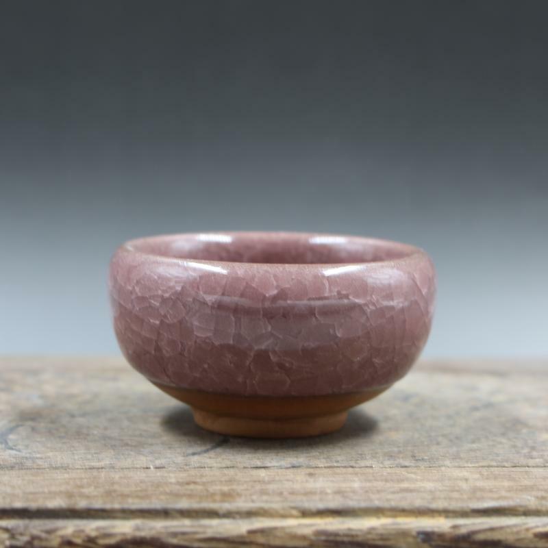 2.24" Chinese Crackles Porcelain Song Guan Kiln Purple Glaze Teacup Cup Collect