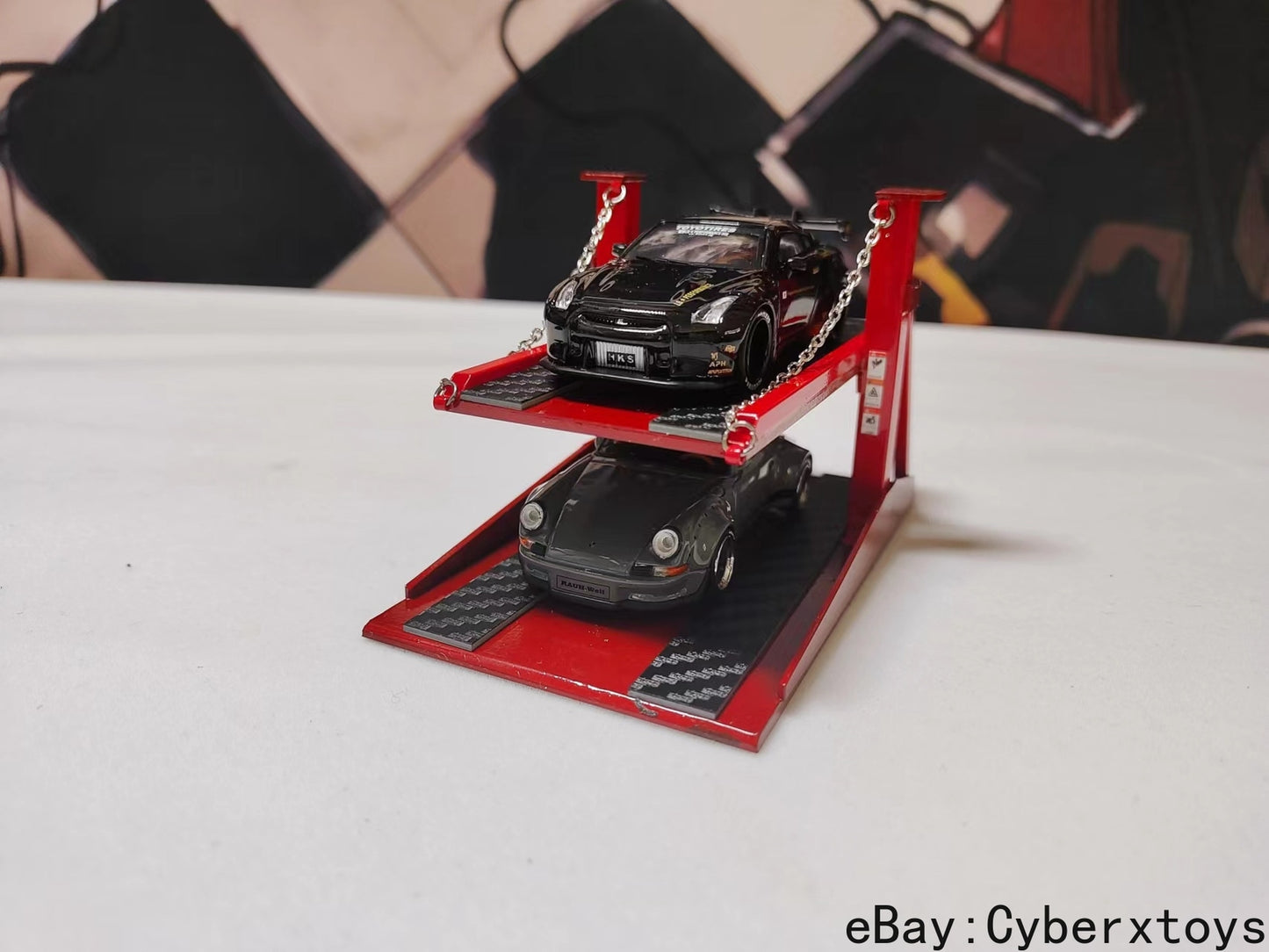 1: 64 Double-layer Elevator DIY for Car Model Scene Hydraulic Chain Parking Rack