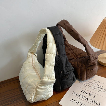 Folds Rhombus Embroidery Thread Underarm Bag Shoulder Bags Oxford Cloth Handbags