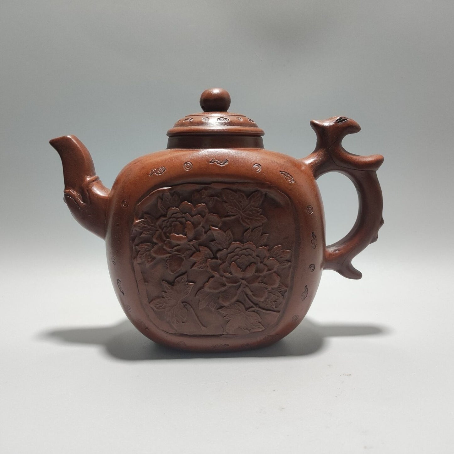 Vintage Chinese Yixing Purple Clay Teapot Zisha Ceramic Carving Nice Tea Set Art