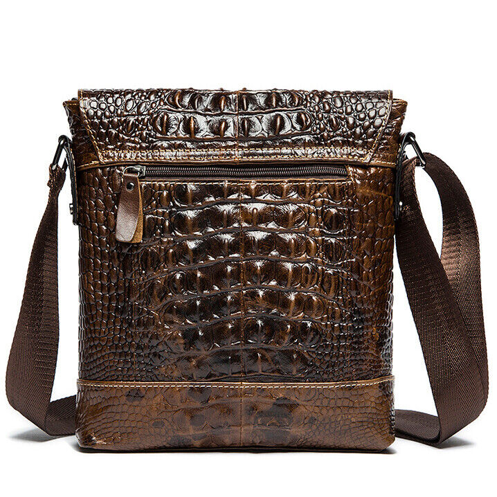 100% Cow Leather Crocodile Embossed 10" Men's Business Shoulder/Messenger bags