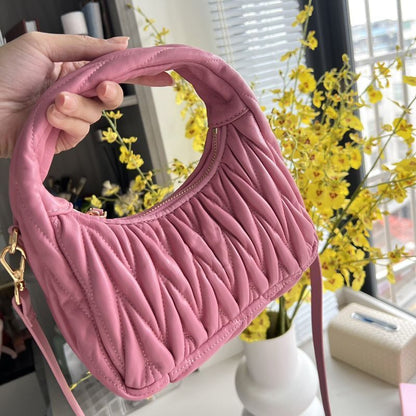 Genuine Leather Light Crescent Underarm Versatile Half Moon Shoulder Handbag 1PC