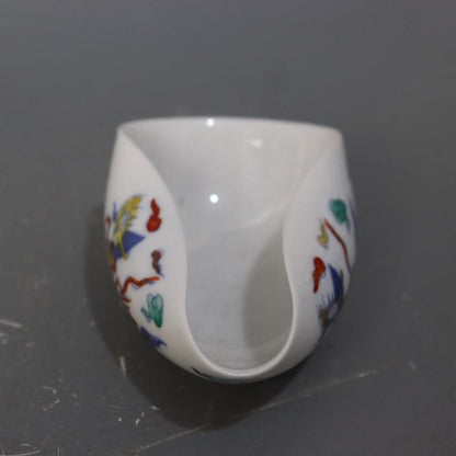 4.3" Chinese Ming Chenghua Blue & White Doucai Porcelain Kylin Design Tea Shovel