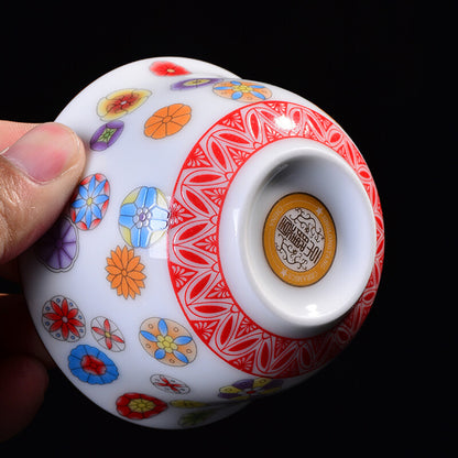 170ml Color Ceramic Pottery Sancai Covered Bowl Tea Cup Handmade Pottery Gaiwan