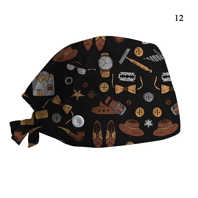Printed Surgical Cap Adjustable Nurse Cap Baotou Cap Surgical Cap Christmas Hat