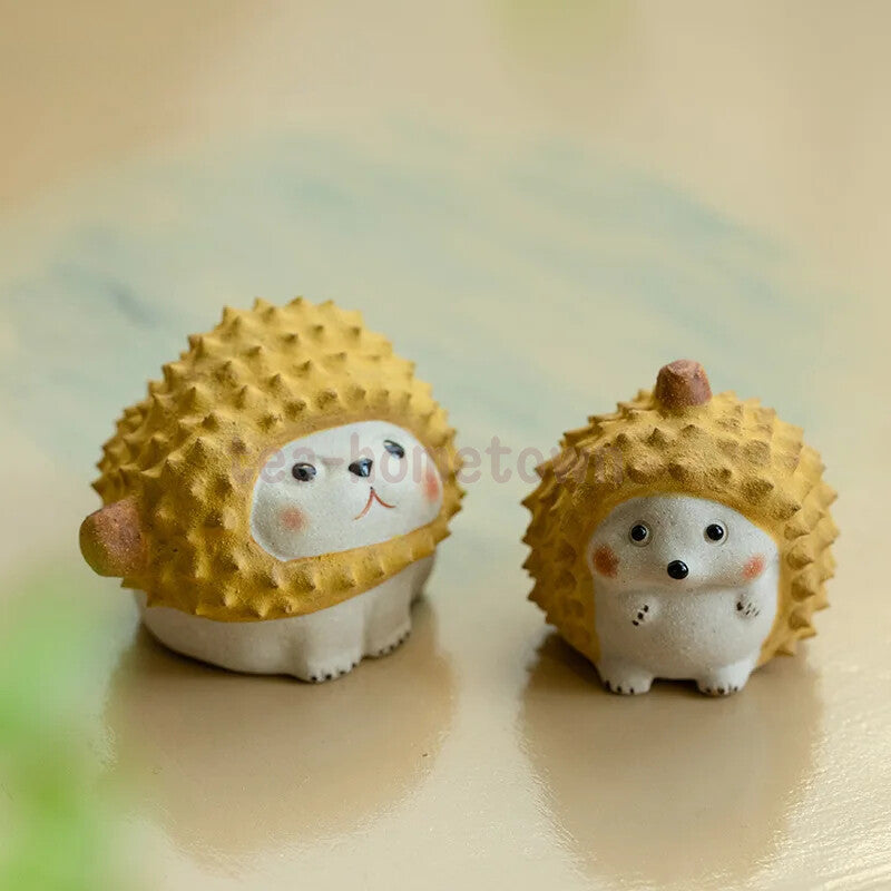 Purple Clay Tea Pet Durian Little Hedgehog Figurine Desktop Ornaments Handmade